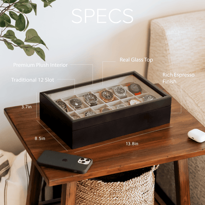 Solid Wood Watch Box - 12 Slot