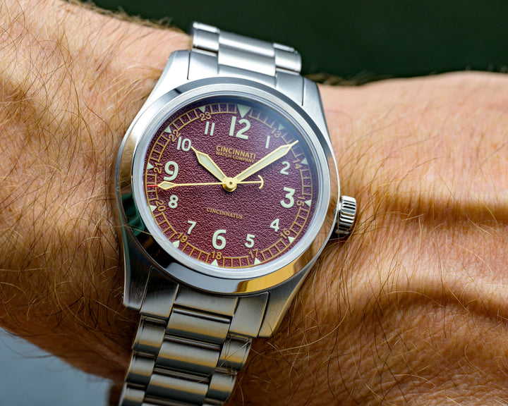 The Cincinnatus Field Burgundy Manual Wind – Cincinnati Watch Company
