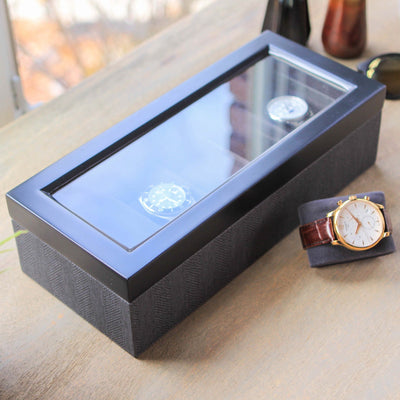 Herringbone Two-Toned Watch Box - 5 Slot