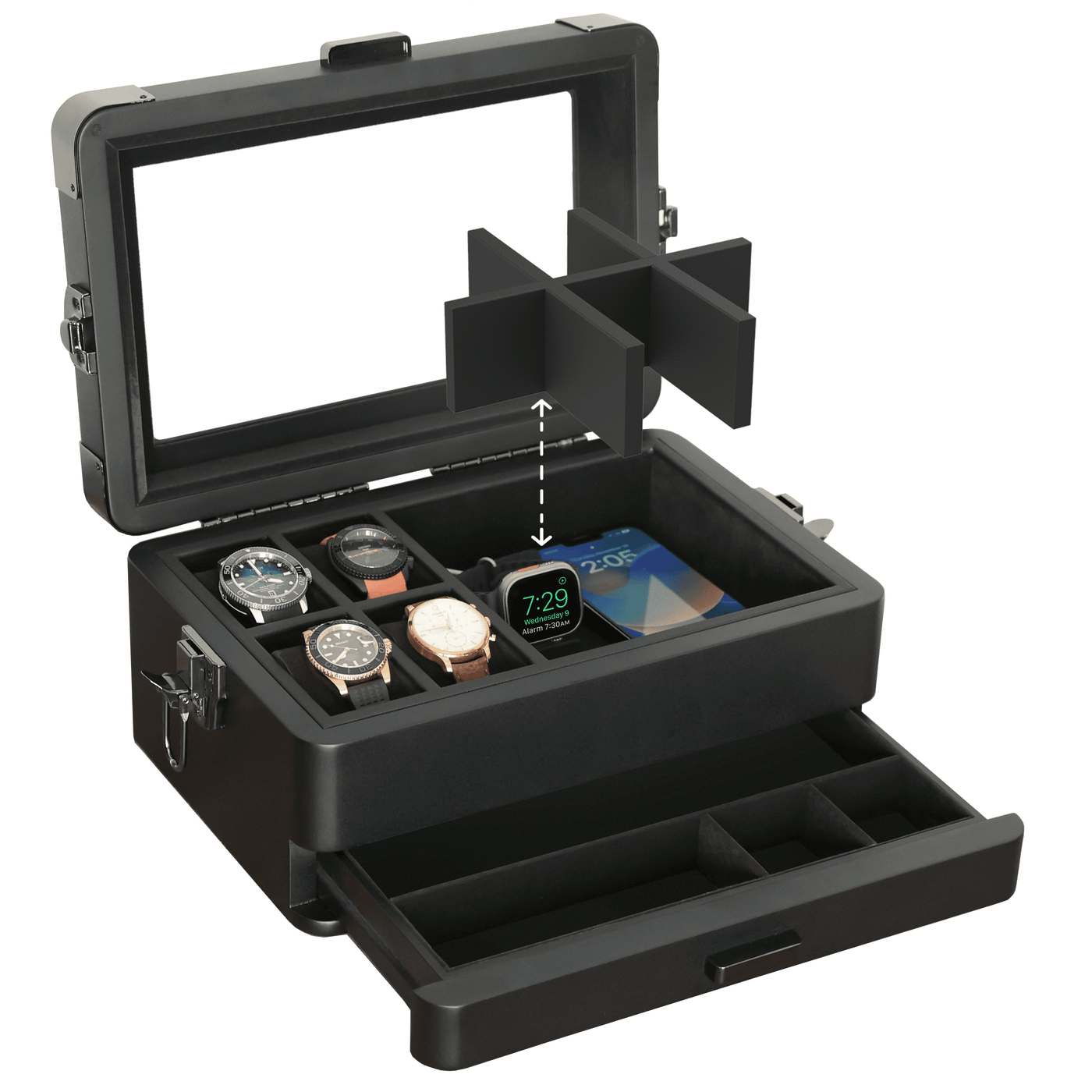 Black Edition Military Modular Watch Box - 10 Slot