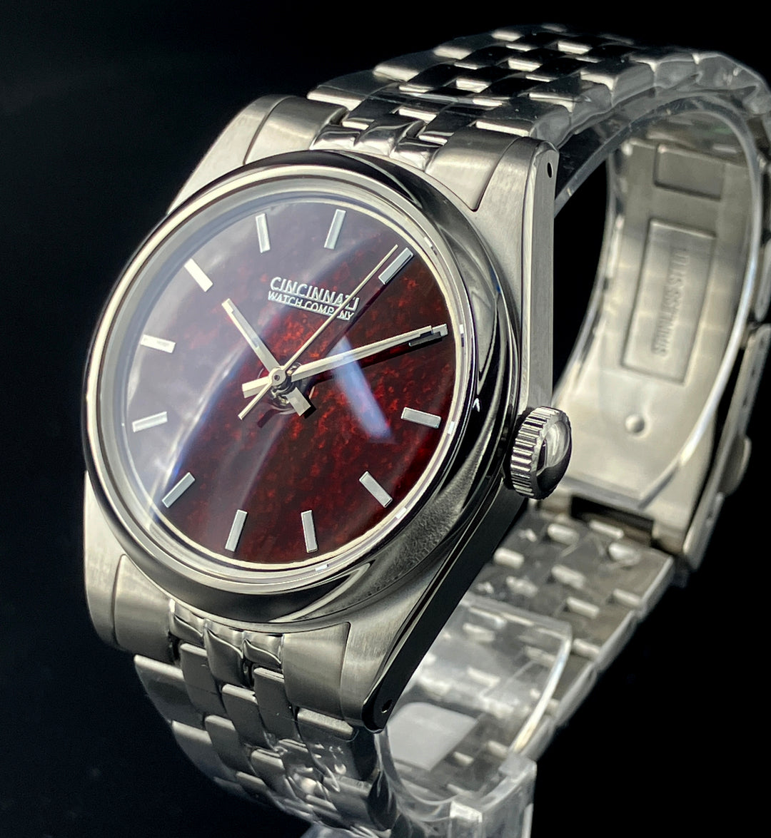 Rust Red Enamel over Hammered Finish #2 – Cincinnati Watch Company