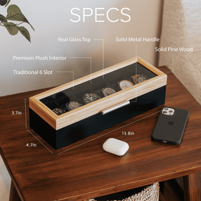 Pine Two-Toned Watch Box - 6 Slot