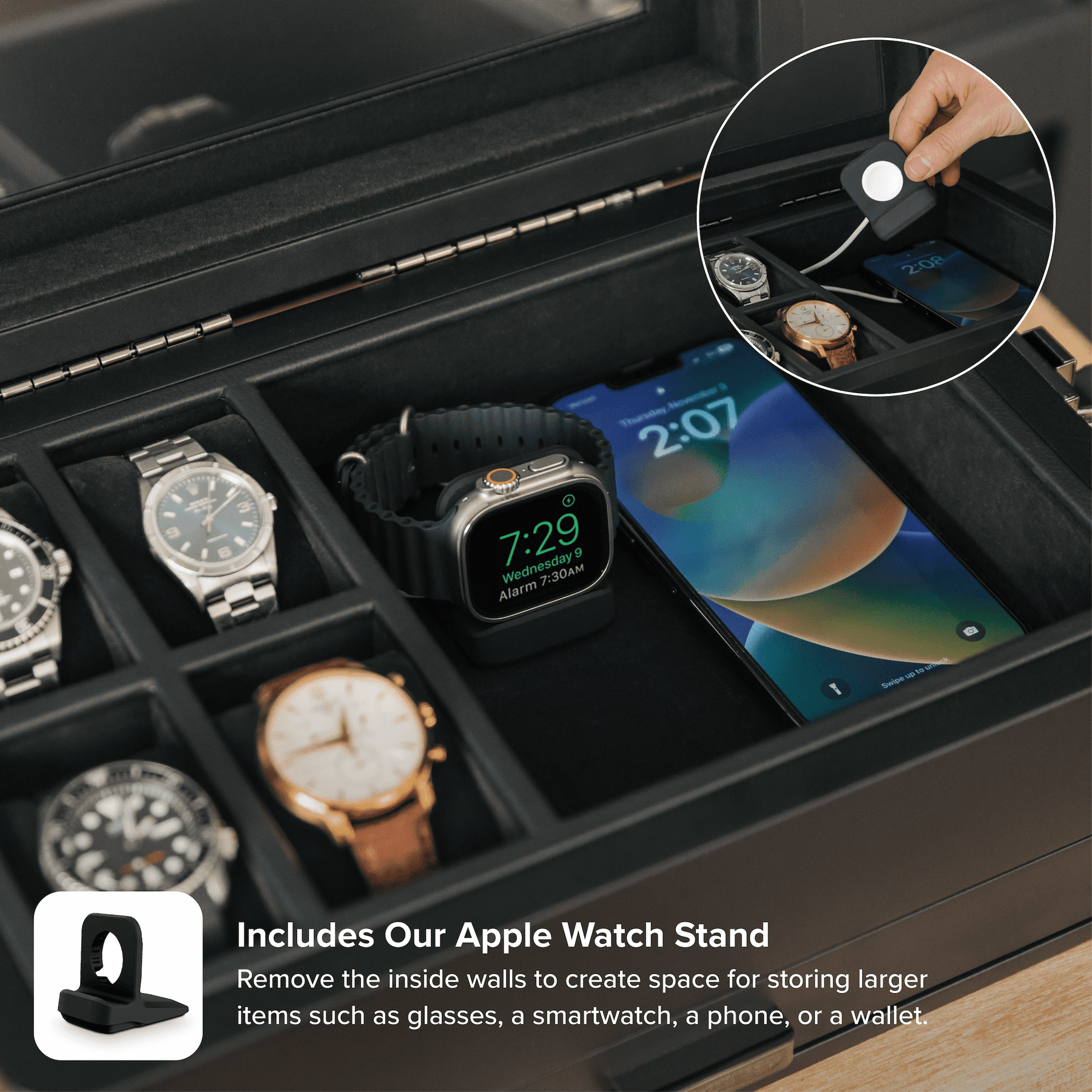 Modular Watch Display Box Black Edition Military Modular Watch Box - 10 Slot – Cincinnati Watch ...
