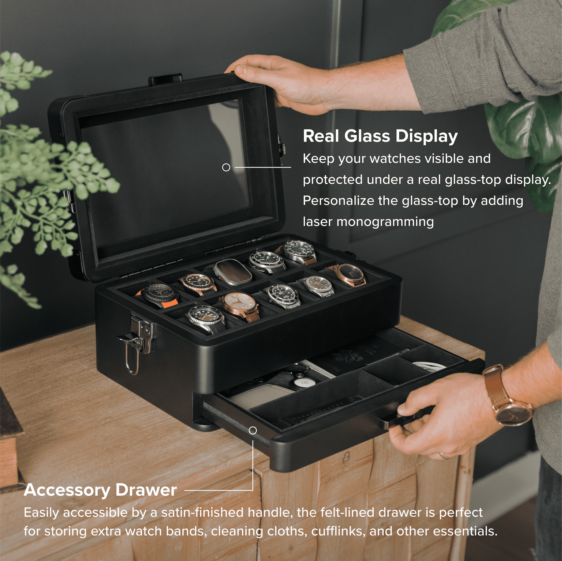 Modular Watch Display Box Black Edition Military Modular Watch Box - 10 Slot – Cincinnati Watch ...