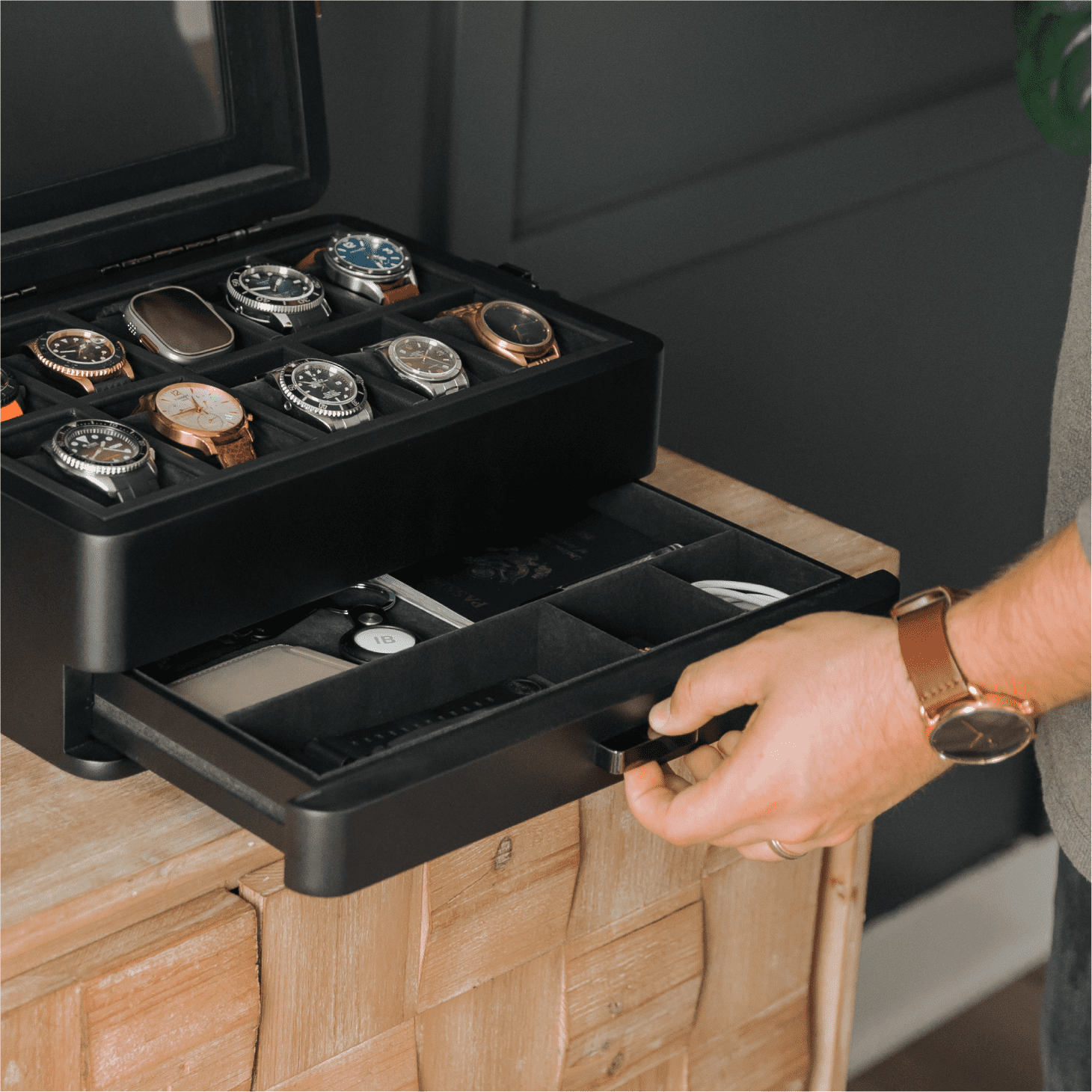 Modular Watch Display Box Black Edition Military Modular Watch Box - 10 Slot – Cincinnati Watch ...